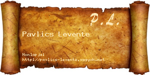 Pavlics Levente névjegykártya